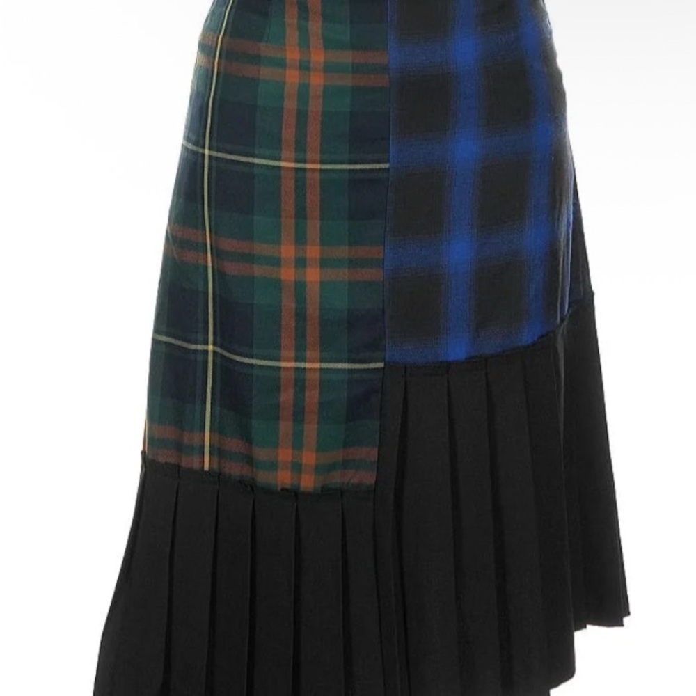 Plaid Patchwork Pleated Skirt